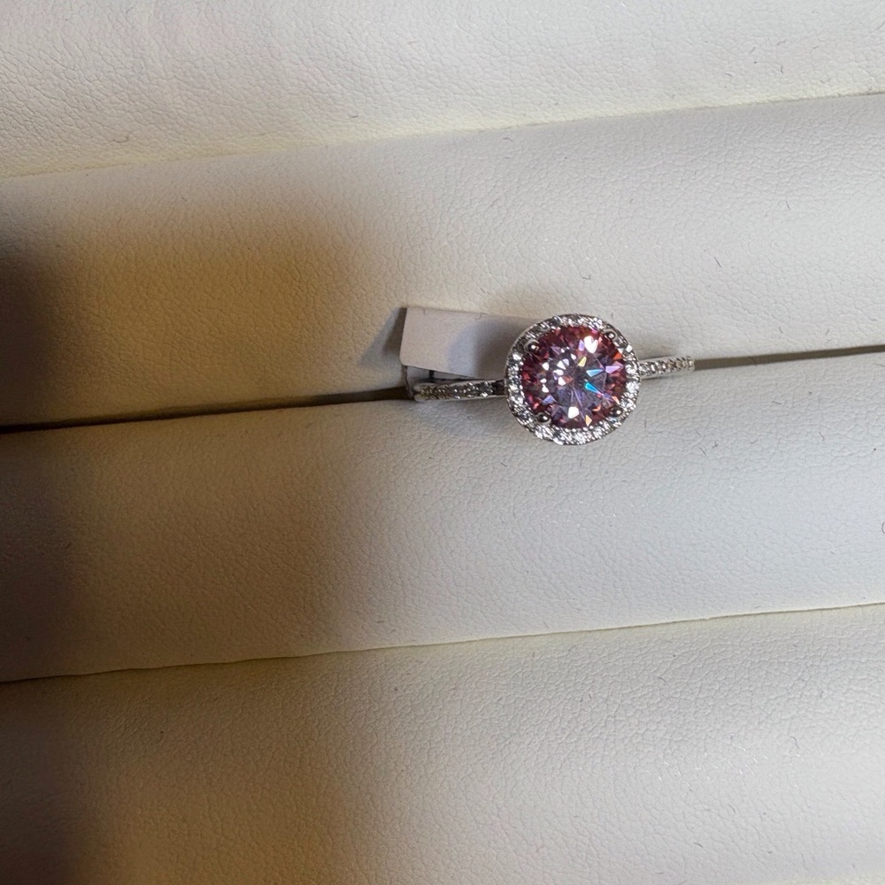 1CT pink moissanite adjustable, stamped sterling, silver, 925